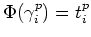 $ \Phi(\gamma_i^p)=t_i^p$