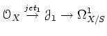 $\displaystyle \mathcal{O}_X \overset{jet_1}{\to} \mathcal J_{1} \to \Omega_{X/S}^1
$