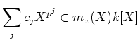 $\displaystyle \sum_j c_j X^{p^j}\in m_x(X) k[X]
$