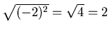 $\sqrt{(-2)^2}=\sqrt{4}=2$