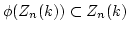 $ \phi(Z_n(k))\subset Z_n(k)$