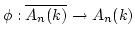 $ \phi:\overline{A_n(k)}\to A_n(k)$