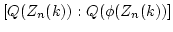 $ [Q(Z_n(k)):Q(\phi(Z_n(k))]$