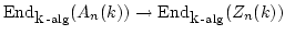 $\displaystyle \operatorname{End}_{\mbox{k}\operatorname{-alg}} (A_n(k)) \to \operatorname{End}_{\mbox{k}\operatorname{-alg}} (Z_n(k))
$