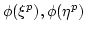 $ \phi(\xi^p),\phi(\eta^p)$