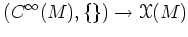 $\displaystyle (C^\infty(M),\{\})\to \mathcal X(M)
$