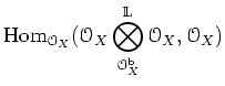 $\displaystyle \operatorname{Hom}_{{\mathcal O}_X}
({\mathcal O}_X\bigotimes^{\Bbb L}_{{\mathcal O}_X^{\operatorname{b}}}{\mathcal O}_X, {\mathcal O}_X)
$