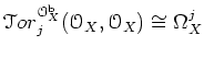 $\displaystyle {\mathcal{T}or}_j^{{\mathcal O}_X^{\operatorname{b}}}({\mathcal O}_X,{\mathcal O}_X)\cong \Omega_X^j
$