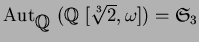 $\operatorname{Aut}_{\mbox{${\Bbb Q}$ }}(\mbox{${\Bbb Q}$ }[\sqrt[3]{2},\omega])=\frak{S}_3$