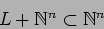 \begin{displaymath}L+\Bbb N^n \subset \Bbb N^n
\tag{}
\end{displaymath}