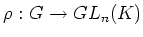 $ \rho:G\to GL_n(K)$