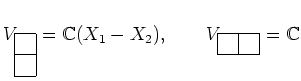 % latex2html id marker 825
$\displaystyle V_{\yng(1,1)}={\mathbb{C}}(X_1-X_2),\qquad V_{\yng(2)}={\mathbb{C}}
$