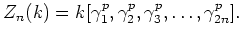 $\displaystyle Z_n(k)=k[\gamma_1^p,\gamma_2^p,\gamma_3^p,\dots,\gamma_{2n}^p].
$