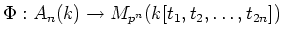 $\displaystyle \Phi:A_n(k)\to M_{p^n}(k[t_1,t_2,\dots,t_{2n}])
$