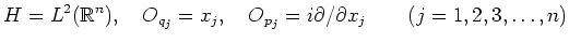 $\displaystyle H=L^2(\mathbb{R}^n) ,\quad O_{q_j}=x_j, \quad O_{p_j}=i \partial/\partial x_j
\qquad(j=1,2,3,\dots,n)
$
