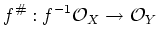 $\displaystyle f^\char93 : f^{-1}\mathcal{O}_X \to \mathcal{O}_Y
$