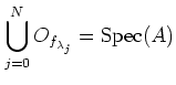 $\displaystyle \bigcup_{j=0}^N O_{f_{\lambda_j}}=\operatorname{Spec}(A)
$