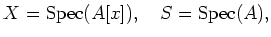 $\displaystyle X=\operatorname{Spec}(A[x]), \quad S=\operatorname{Spec}(A),
$