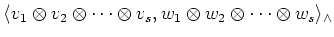 $\displaystyle \langle v_1\otimes v_2\otimes \dots \otimes v_s, w_1\otimes w_2\otimes \dots \otimes w_s \rangle_\wedge$