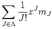 $\displaystyle \sum_{J \in \Lambda} \frac{1}{J !} x^J m_J$