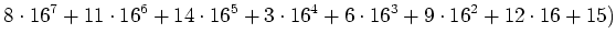 $\displaystyle 8\cdot 16^7 + 11\cdot 16^6 +14\cdot 16^5 +3 \cdot 16^4 +6\cdot 16^3+ 9\cdot 16^2 + 12\cdot 16 +15 )$