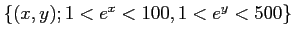 $ \{ (x,y) ; 1<e^x <100, 1<e^y<500\}$