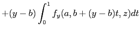 $\displaystyle + (y-b)\int_0^1 f_y(a,b+(y-b)t,z )dt$