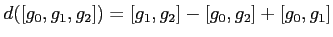 $\displaystyle d([g_0,g_1,g_2])=[g_1,g_2]-[g_0,g_2]+[g_0,g_1]$