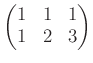 $\displaystyle \begin{pmatrix}
1 & 1 & 1 \\
1 & 2 & 3 \\
\end{pmatrix}$