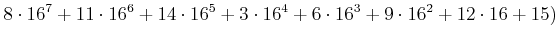 $\displaystyle 8\cdot 16^7 + 11\cdot 16^6 +14\cdot 16^5 +3 \cdot 16^4 +6\cdot 16^3+ 9\cdot 16^2 + 12\cdot 16 +15 )$