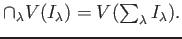 $ \cap_{\lambda} V(I_\lambda) = V(\sum_\lambda I_{\lambda}).$