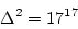 \begin{displaymath}\Delta^2=17^{17}
\end{displaymath}