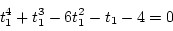 \begin{displaymath}t_1^4+t_1^3-6t_1^2-t_1-4=0
\end{displaymath}
